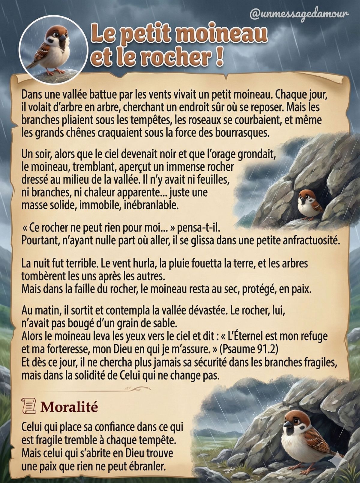 Le petit moineau et le rocher!