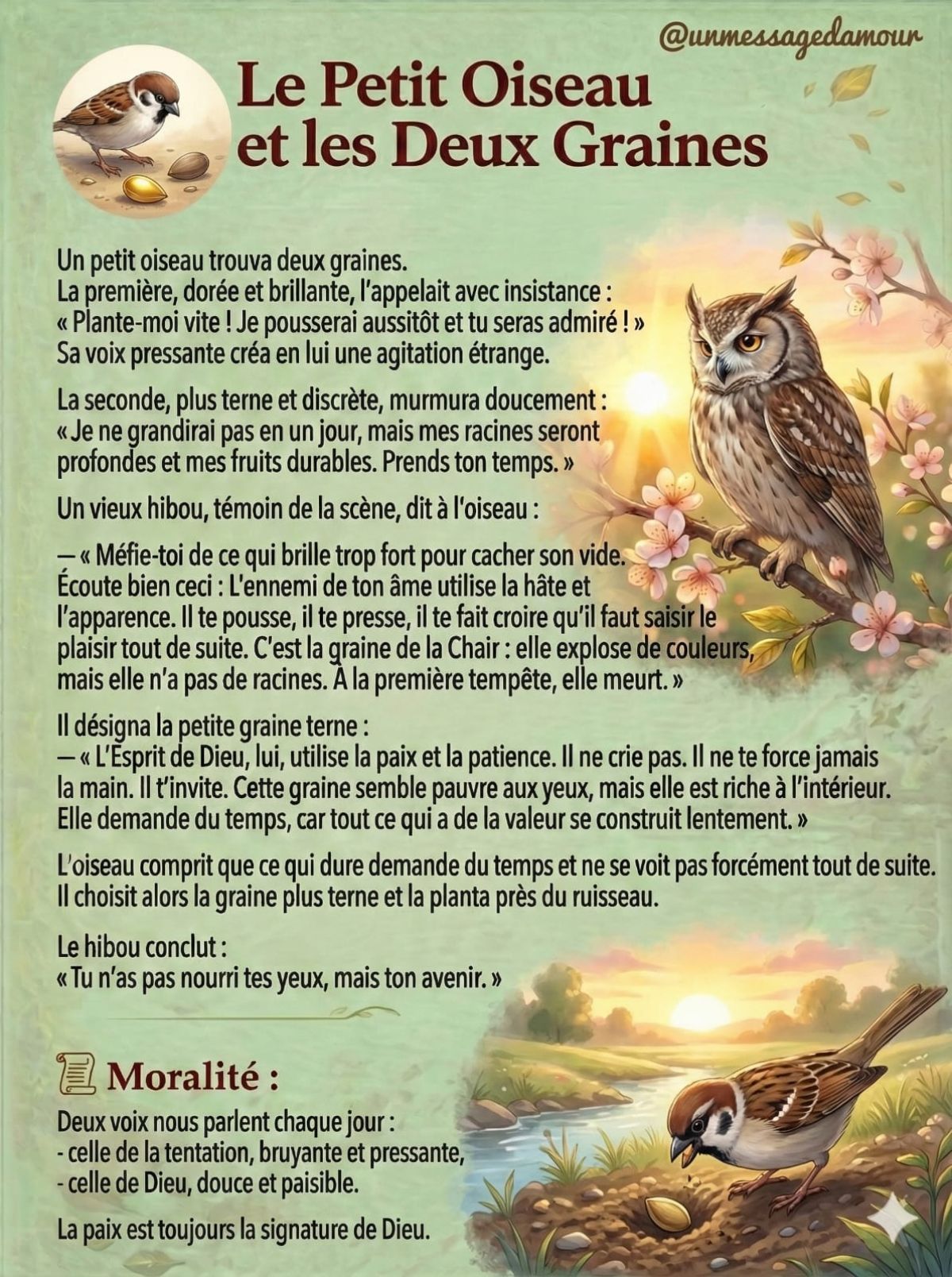 Le Petit Oiseau et les Deux Graines